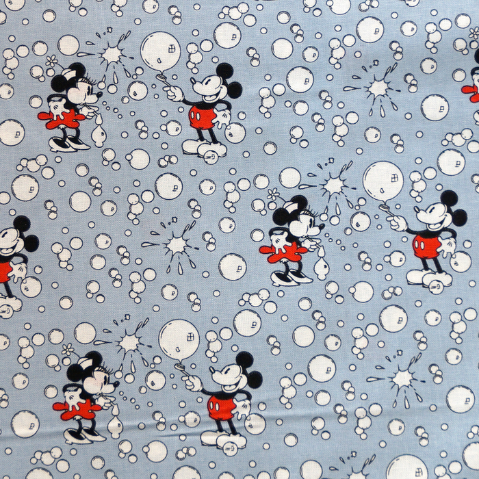 Disney Licensed Mickey and Minnie with Bubbles 100% Cotton Fabric