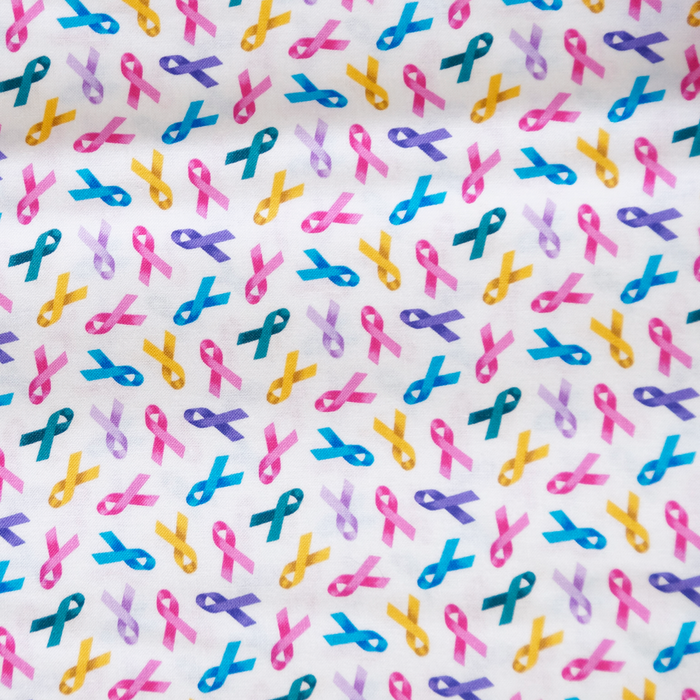 Cancer Awareness Multi-color Ribbons 100% Cotton Fabric