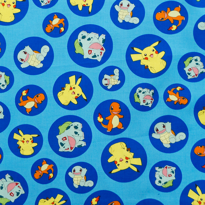 Pokemon Badge Toss - Robert Kaufman 100% Cotton Fabric