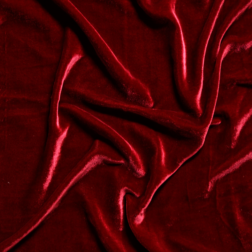 Dark Red Silk Velvet Fabric
