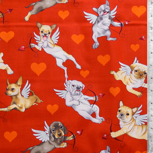 Puppy Love on Red - Alexander Henry 100% Cotton Fabric
