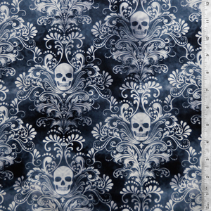 Skulls Damask Charcoal by Timeless Treasures 100% Cotton