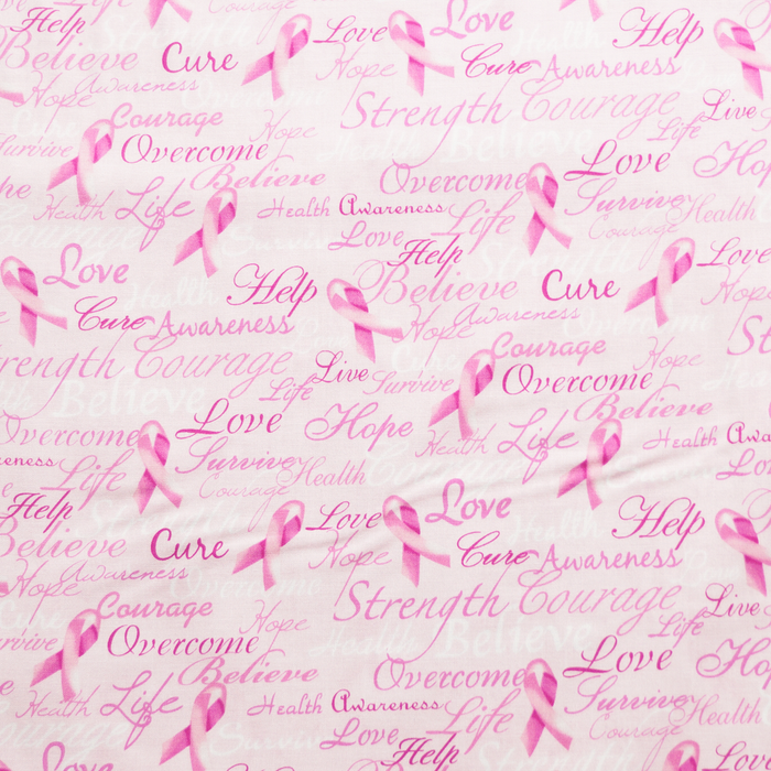 Cancer Awareness Ribbons Words   - 100% Cotton Fabric