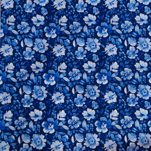 Floral Blue: Classic Blue Collection by Stephanie Ryan - Camelot Studios 100% Cotton Fabric