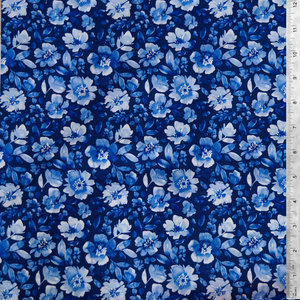 Floral Blue: Classic Blue Collection by Stephanie Ryan - Camelot Studios 100% Cotton Fabric