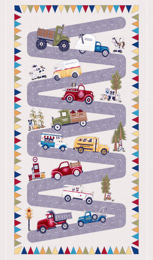 Banner Activity Panel: Papa's Old Truck by Henry Glass 100% Cotton Fabric