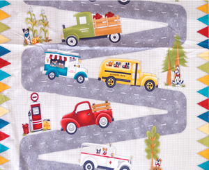 Banner Activity Panel: Papa's Old Truck by Henry Glass 100% Cotton Fabric