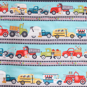Border Stripe - Teal: Papa's Old Truck by Henry Glass 100% Cotton Fabric