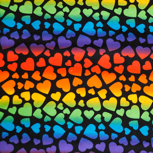 Rainbow Hearts Print 100% Cotton