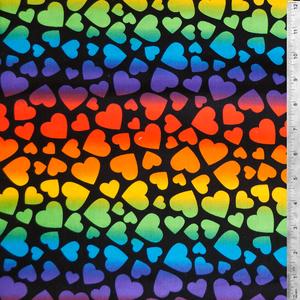 Rainbow Hearts Print 100% Cotton