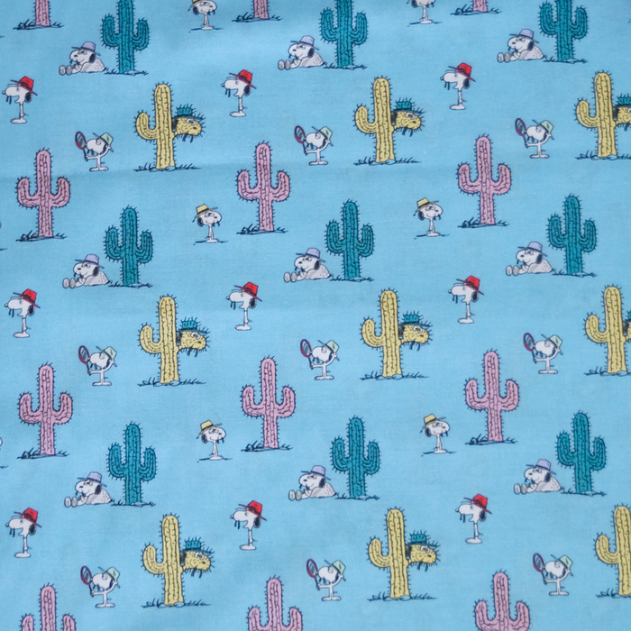 Spike Cactus Blue - Licensed Peanuts  100% Cotton