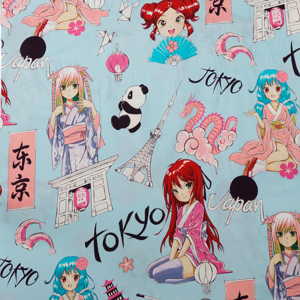 Japanese Cosplay Asian Retro Geisha Anime Cotton Quilt Fabric TP040