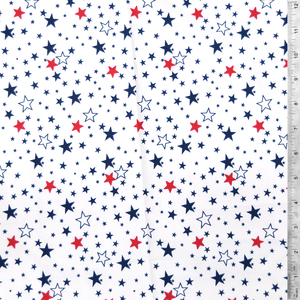 White - Stars Print 80/20 Cotton/Poly Fabric