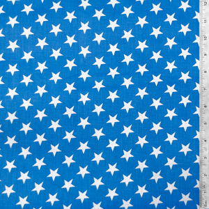 White Stars on Sky Blue Print 80/20 Cotton/Poly Fabric