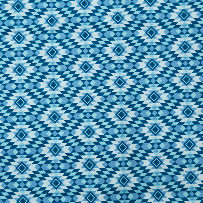 Blues - Bright Tonal Kilim Pattern - 100% Cotton