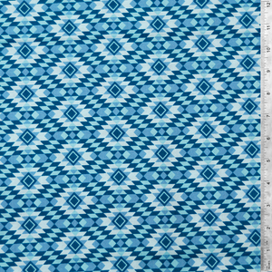 Blues - Bright Tonal Kilim Pattern - 100% Cotton