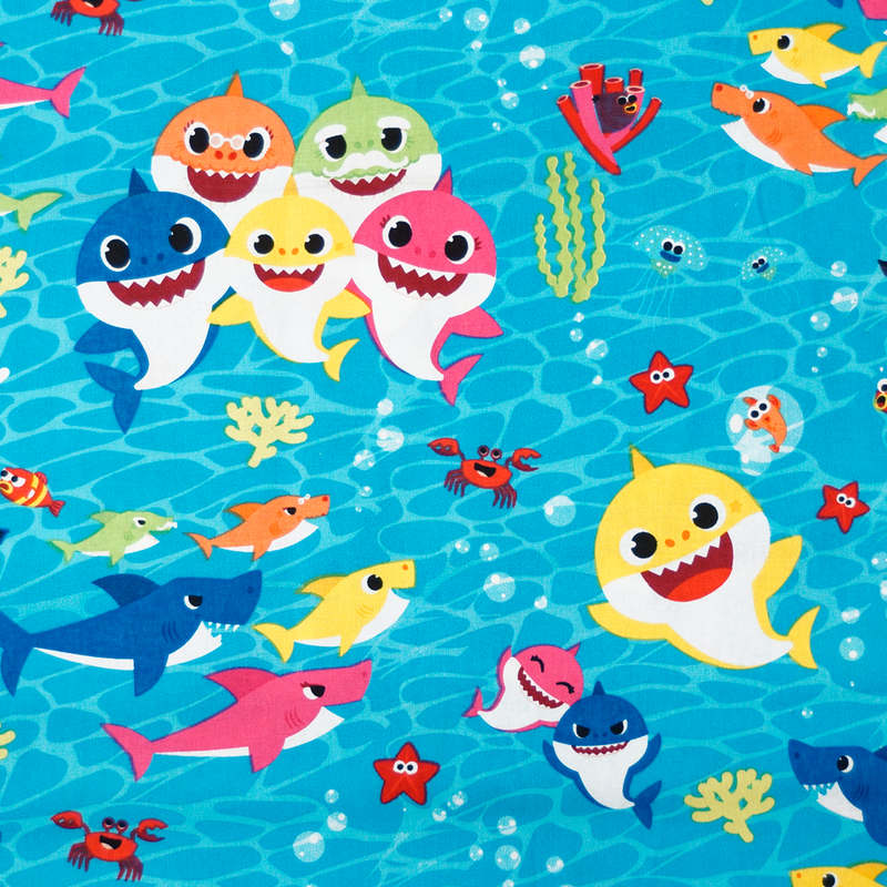 Baby Shark Family Toss 100% Cotton Fabric