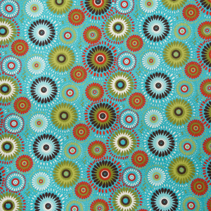 Turquoise Lucky Medallion 100% Cotton Fabric