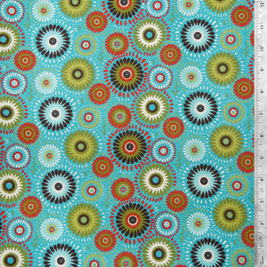 Turquoise Lucky Medallion 100% Cotton Fabric