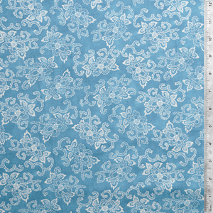 Denim Flowers and Curves - Willow by Whistler Studios 100% Cotton Fabric