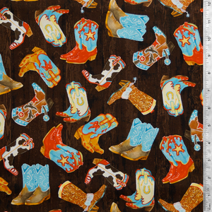 Tossed Cowboy Boots - Sunset Rodeo by Henry Glass 100% Cotton Fabric