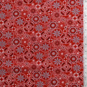 Red Medallions - Scarlet Stitches by Henry Glass 100% Cotton Fabric