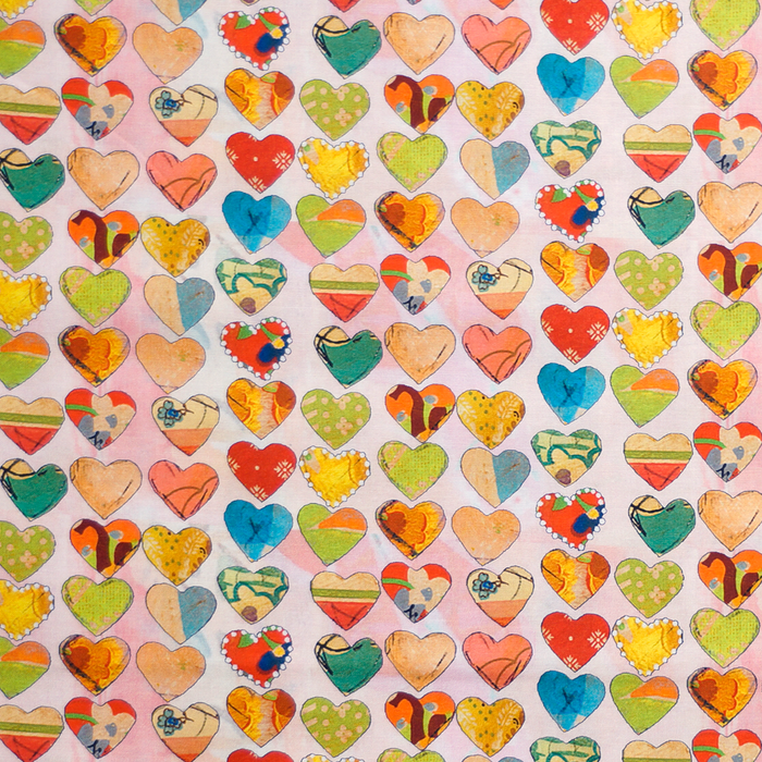 Coral Hearts - Soulshine and Daydreams by Benartex 100% Cotton Fabric