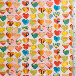 Coral Hearts - Soulshine and Daydreams by Benartex 100% Cotton Fabric