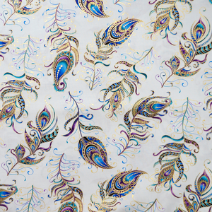 Peacock Flourish - Floating Feathers by Benartex 100% Cotton Fabric