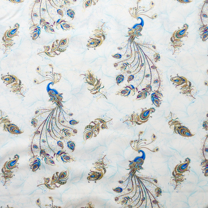 Peacock Flourish - All Over Light by Benartex 100% Cotton Fabric