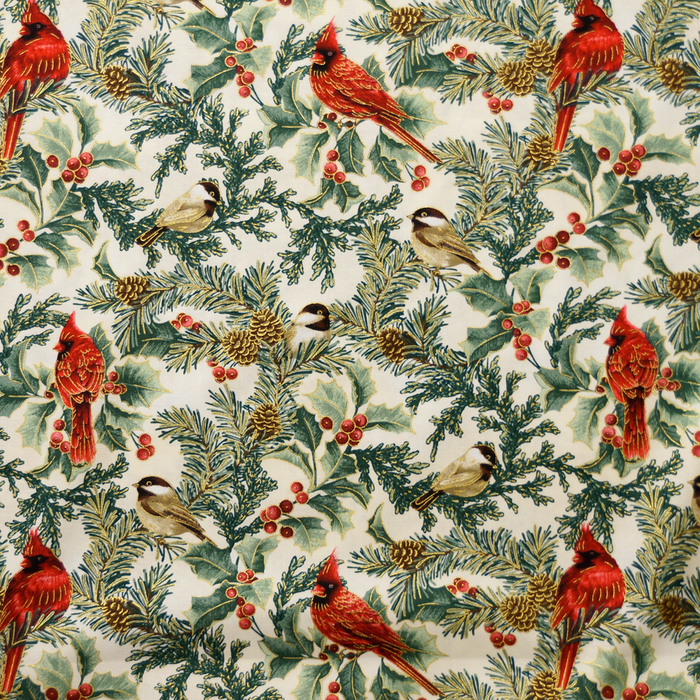 Winter Elegance - Cardinal Elegance - Natural - 100% Cotton