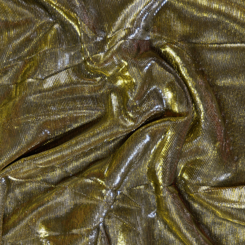Gold 4 Way Stretch Metallic Iridescent Mesh Fabric Gold 4 Way Stretch Metallic Iridescent Mesh Fabric