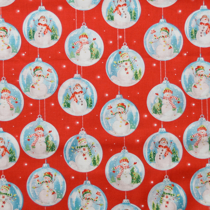 Red Snowglobes - Snowday Collection by Windham Fabrics 100% Cotton