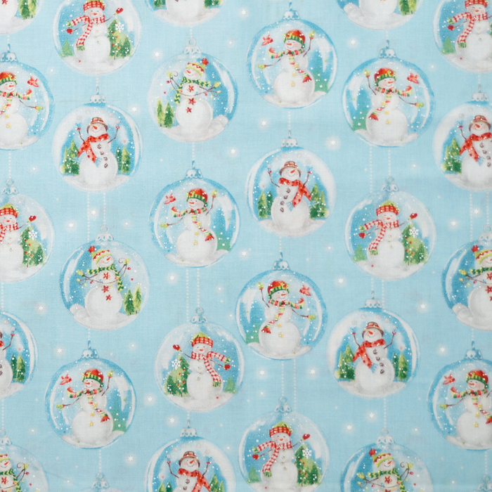Ice Blue Snowglobes - Snowday Collection by Windham Fabrics 100% Cotton
