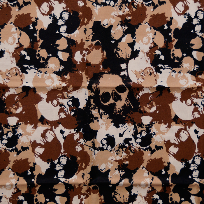 Brown Camouflage Skulls 100% Cotton Fabric