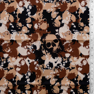 Brown Camouflage Skulls 100% Cotton Fabric