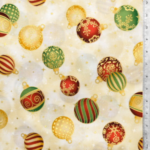Christmas Bulb Toss Ivory - Holiday Flourish Collection by Robert Kaufman 100% Cotton Fabric