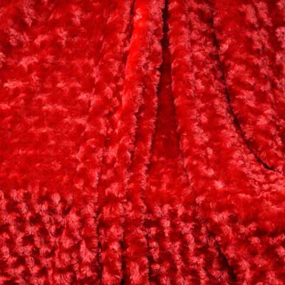 Red Minky Rosebud Fur Fabric