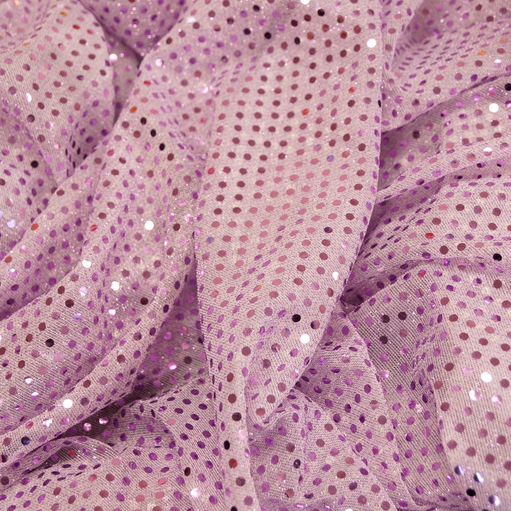 Lilac Confetti Dot Sequin Cheer Bow Costume Fabric by the Yard