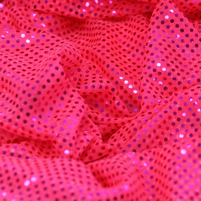 Neon Pink Confetti Dot Sequin Fabric