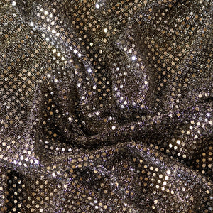Black/Silver with Confetti Dot Sequin Cheer Bow Costume Fabric by the Yard