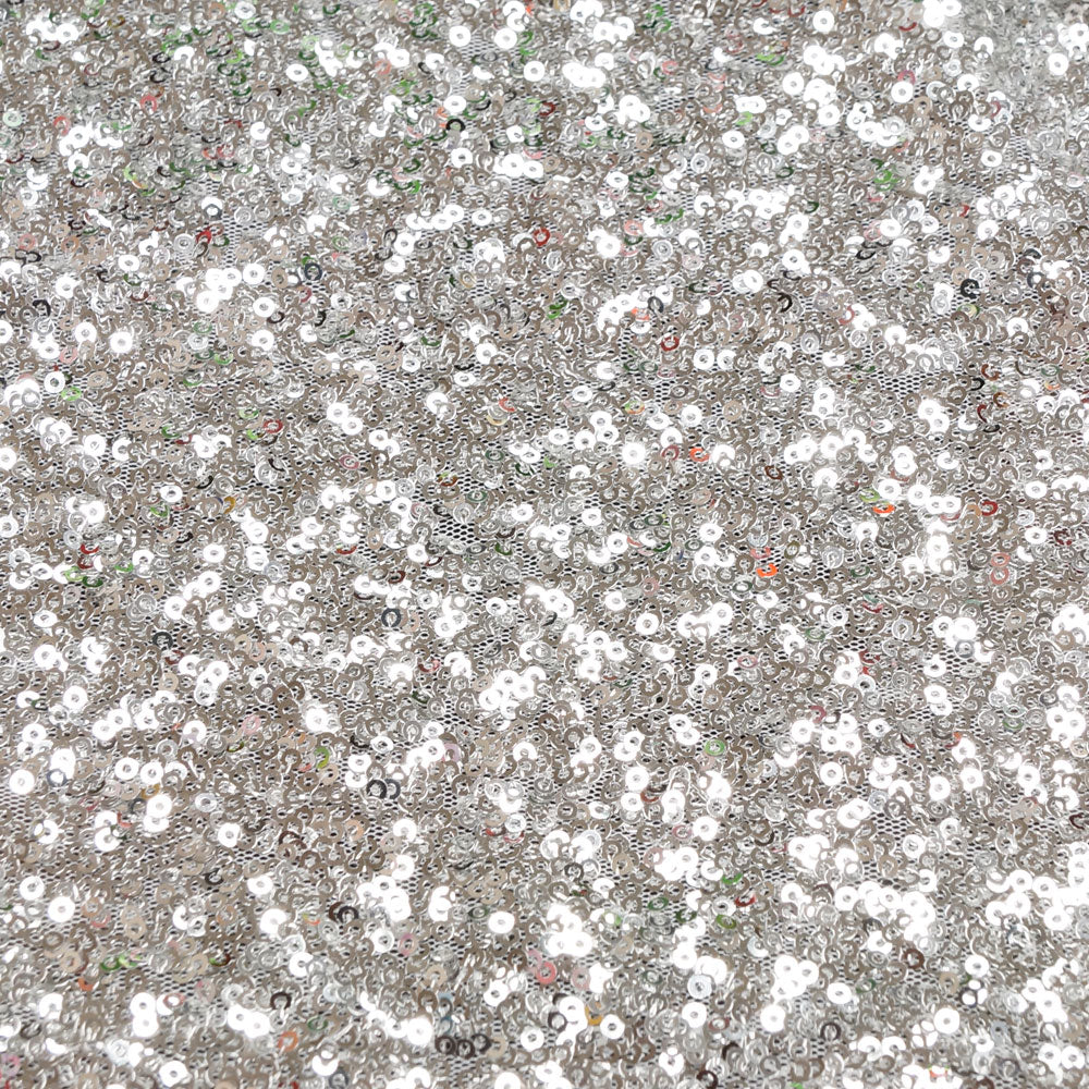 Shop All Over Silver Mesh Glitz Mini Sequins Fabric Shop All Over Silver Mesh Glitz Mini Sequins Fabric