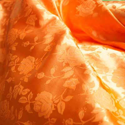 Orange Rose Satin Jacquard Fabric