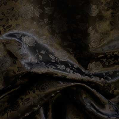 Black Rose Satin Jacquard Fabric