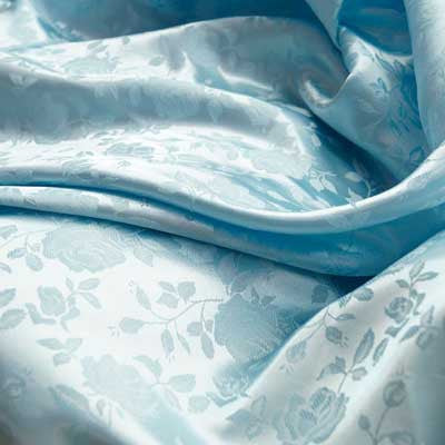 Baby Blue Rose Satin Jacquard Fabric