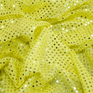 Bright Yellow Confetti Dot Sequin Fabric