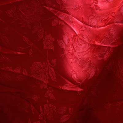 Red Rose Satin Jacquard Fabric