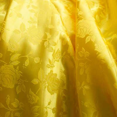 Bright Yellow Rose Satin Jacquard Fabric