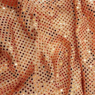 Orange Confetti Dot Sequin Fabric