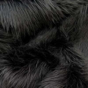 Black Long Pile Shaggy Faux Fur